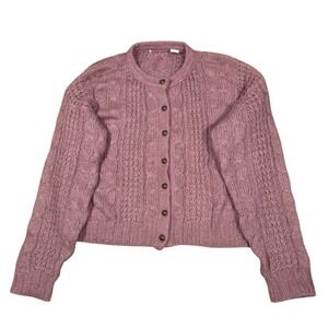 VTG 80's Forenza Chunky Cable Knit Mohair‎ Blend Cardigan Sz M